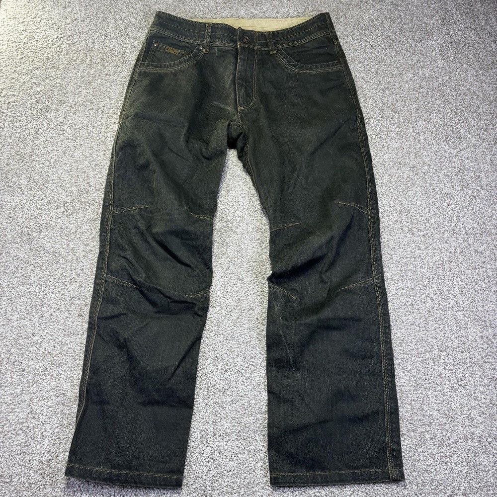 Kuhl Riot Jeans Mens 32x30 Green Dark Wash Relaxed Straight Denim Stretch Pants